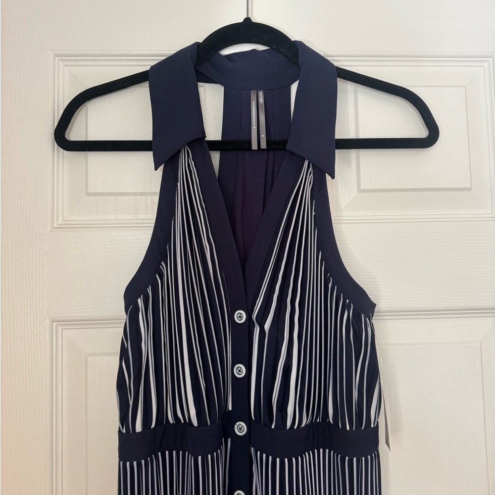 Elegant Blue and White Striped Dress - Picture 4 of 5